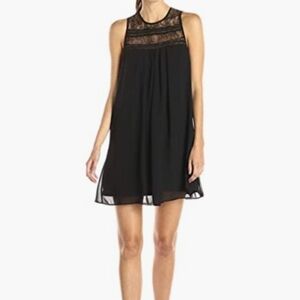 BCBGeneration Black Lace Trim Babydoll Dress
